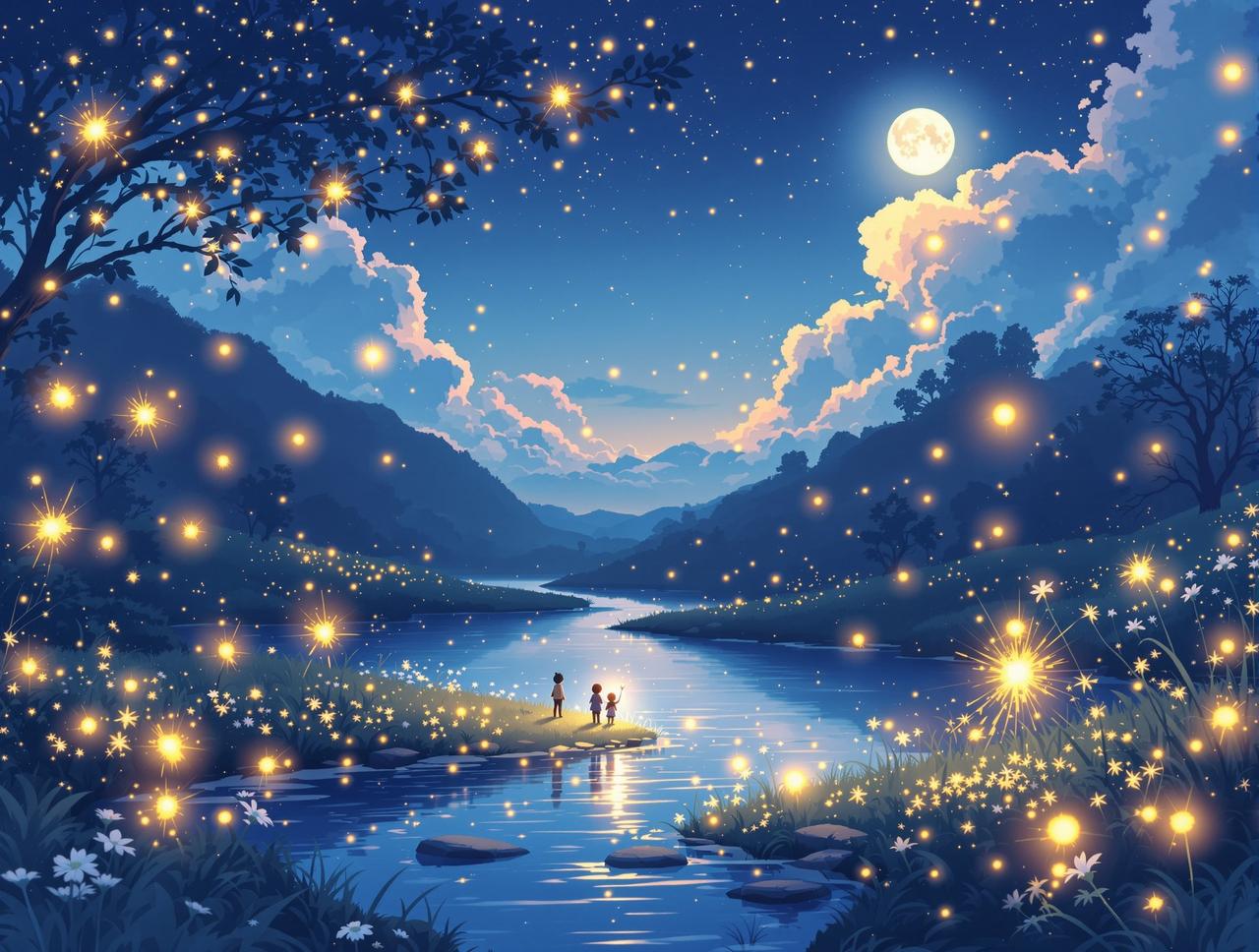 夏夜物语 · 星空与萤火虫